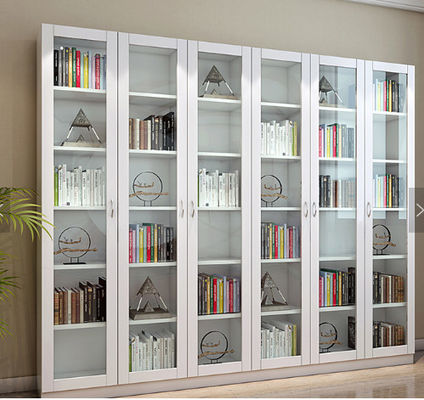 Gabinete de exhibición de cristal modificado para requisitos particulares del estante para libros del modelo de la puerta de la oficina de acero de los muebles de oficinas