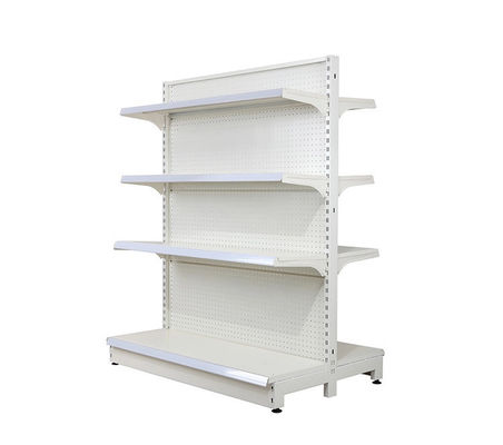 La estantería de acero del supermercado/de la tienda atormenta caras dobles 4 capas del color del blanco