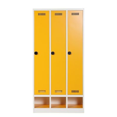 Puerta Almirah de acero, armarios seguros del vestuario 3 del gimnasio del personal del metal con la caja de zapatos