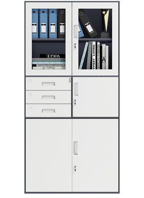 3 puertas de oscilación de cristal del cajón 2 medios metal los muebles de acero de las especificaciones del cabinete de archivo de la oficina